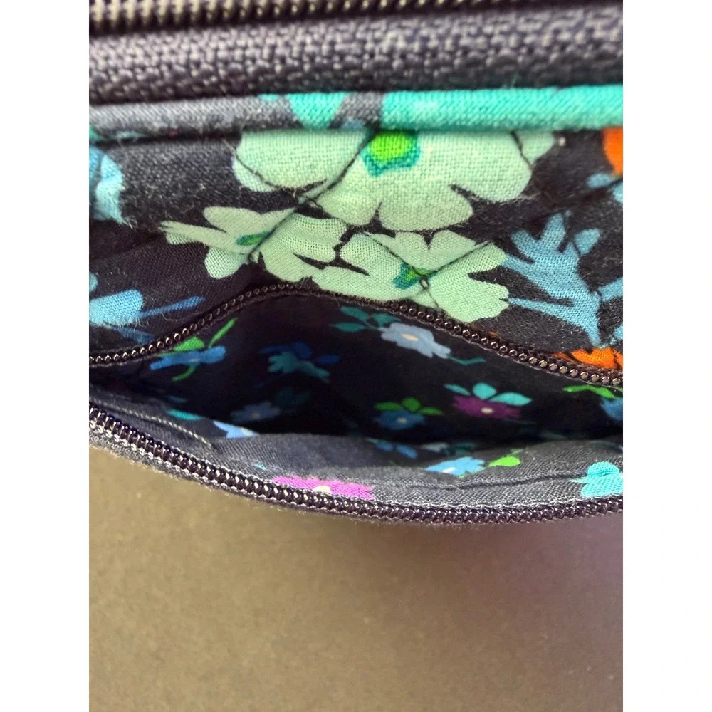 Vera Bradley Crossbody Bag Blue Floral Quilted Cotton Travel Phone Purse Small